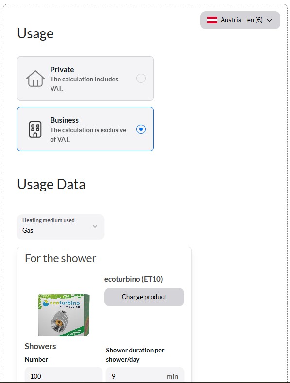 ecoturbino water energiebesparing calculator voor hotels